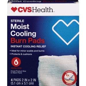 slide 1 of 1, CVS Health Sterile Moist Cooling Burn Pads 2x2in, 4 ct