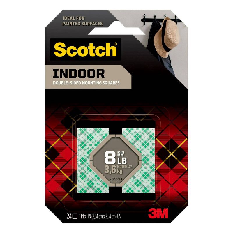 slide 1 of 11, Scotch 24ct Permanent Mounting Squares: Adhesive Strips for Wall & Art, Plastic, White, 24 ct