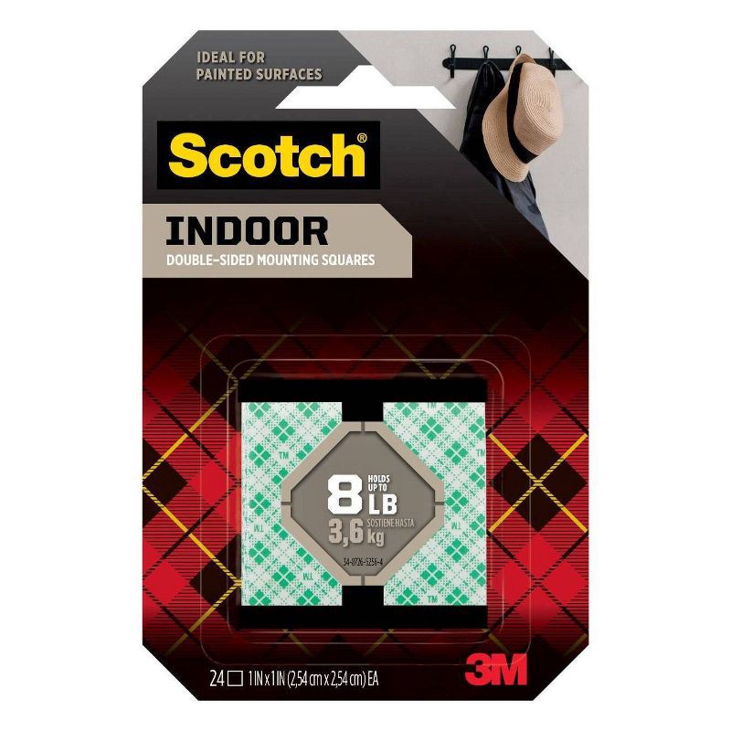 slide 1 of 11, Scotch 24ct Permanent Mounting Squares: Adhesive Strips for Wall & Art, Plastic, White, 24 ct