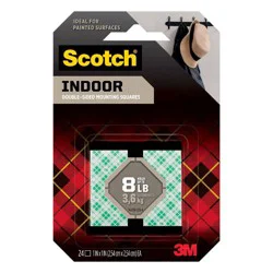Scotch 24ct Permanent Mounting Squares: Adhesive Strips for Wall & Art, Plastic, White