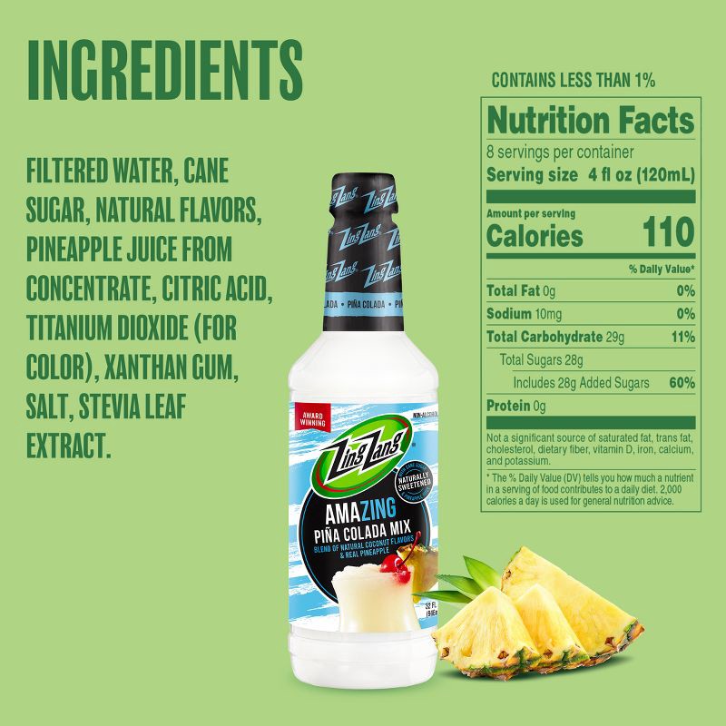 slide 5 of 9, Zing Zang Pina Colada Mix - 32 fl oz Bottle, 32 fl oz