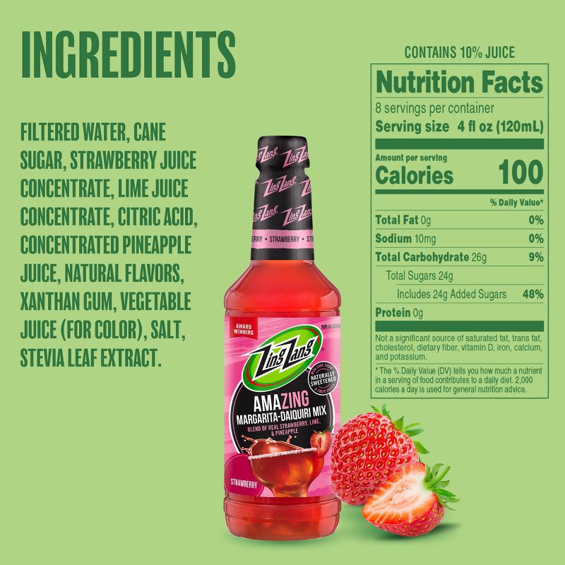 slide 7 of 9, Zing Zang Strawberry Margarita Daiquiri Mix - 32 fl oz Bottle, 32 fl oz