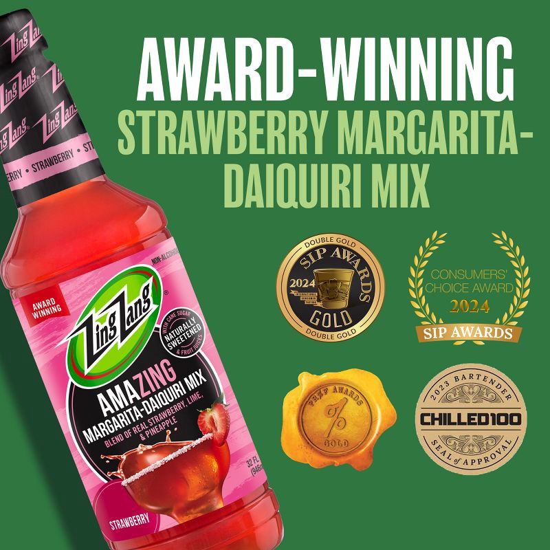 slide 3 of 9, Zing Zang Strawberry Margarita Daiquiri Mix - 32 fl oz Bottle, 32 fl oz