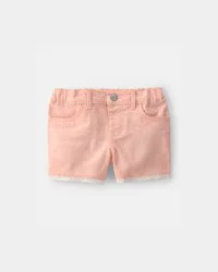 Oshkosh Toddler Girl Eyelet Trim Twill Shorts - Peach Peach 5T