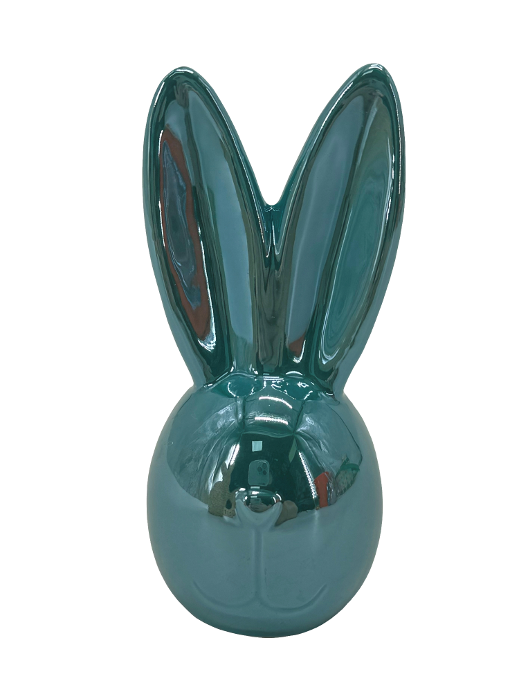 slide 2 of 3, Holiday Home® Easter Iridescent Ceramic Bunny - Blue, 1 ct