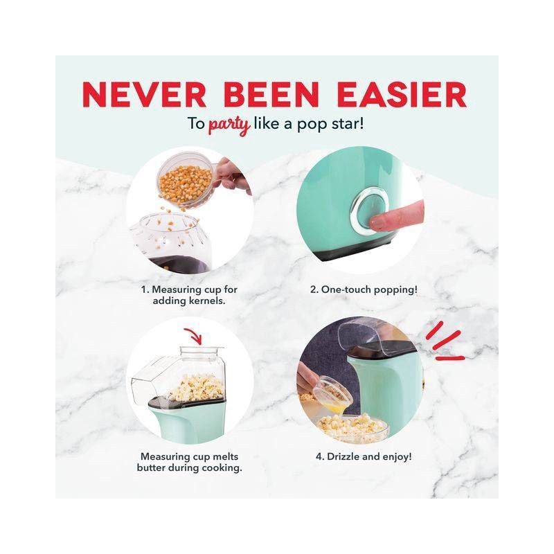 slide 4 of 8, Dash 16 Cup Electric Popcorn Maker - Aqua: 1400W Popcorn Popper, 8 Kernel Capacity, Easy Clean, Metal & Plastic, 1 ct