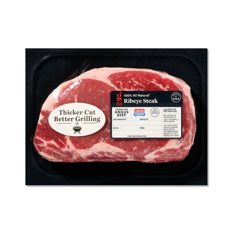 slide 1 of 4, USDA Choice Angus Beef Ribeye Steak - 0.62-1.13 lbs - price per lb - Good & Gather™, per lb