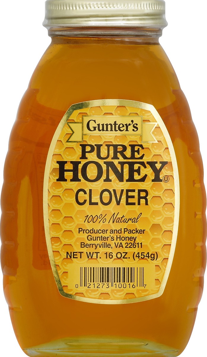 slide 2 of 2, Gunter's Honey, Pure, Clover, 16 oz