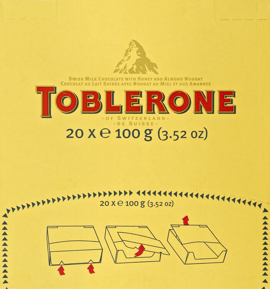 slide 4 of 5, Toblerone Milk Chocolate Bar with Honey and Almond Nougat, 20 - 3.52 oz Bars, 70.55 oz