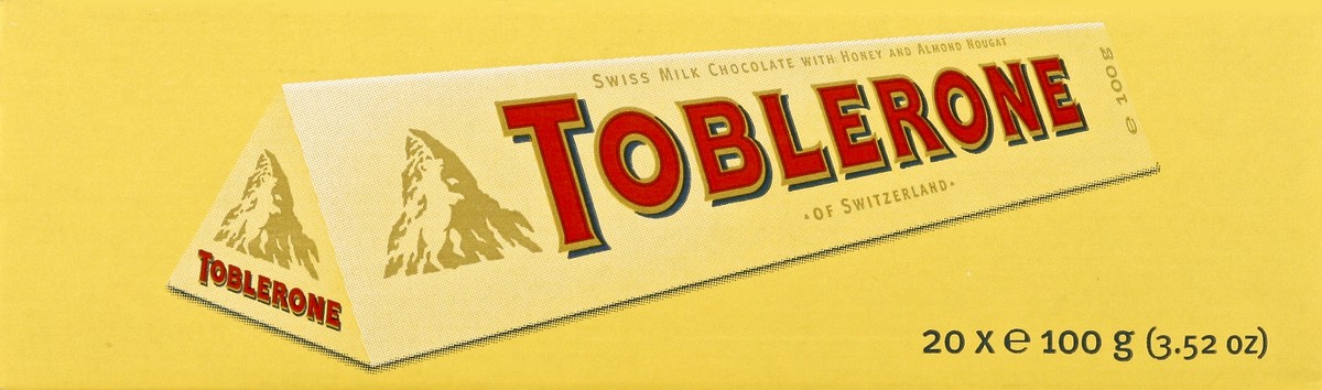 slide 2 of 5, Toblerone Milk Chocolate Bar with Honey and Almond Nougat, 20 - 3.52 oz Bars, 70.55 oz