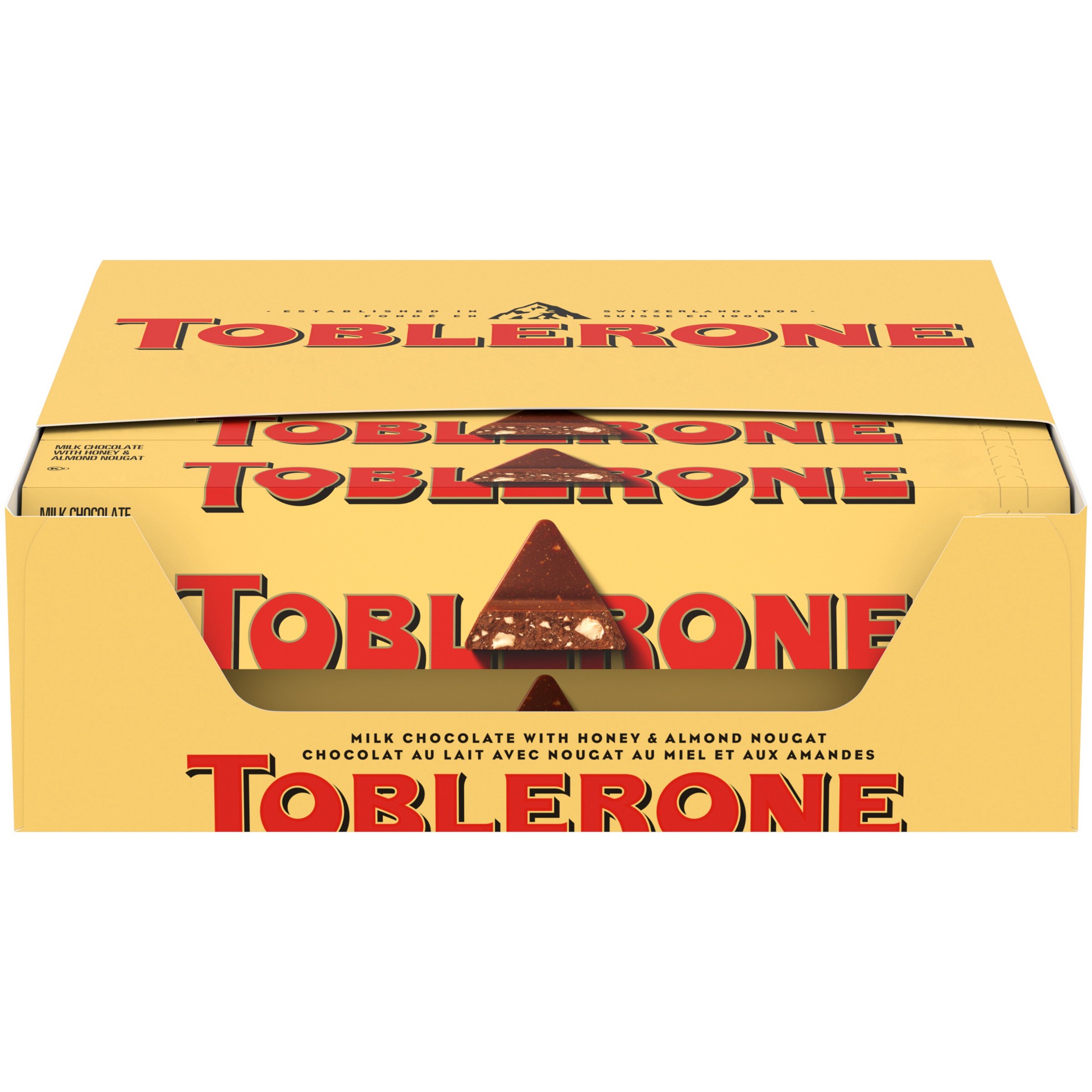 slide 1 of 5, Toblerone Milk Chocolate Bar with Honey and Almond Nougat, 20 - 3.52 oz Bars, 70.55 oz