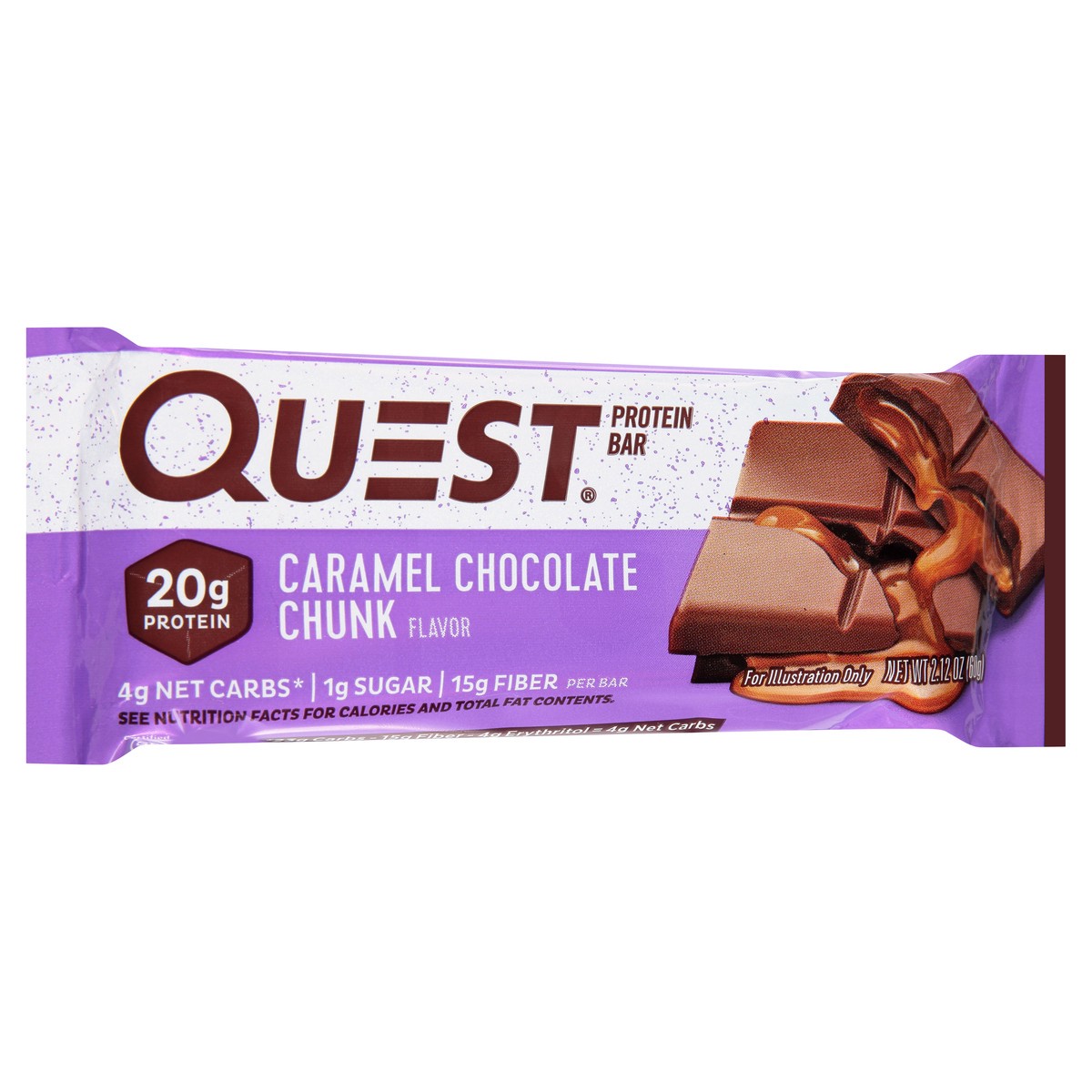 slide 1 of 9, Quest Protein Bar Caraml Choc Chunk, 2.12 oz