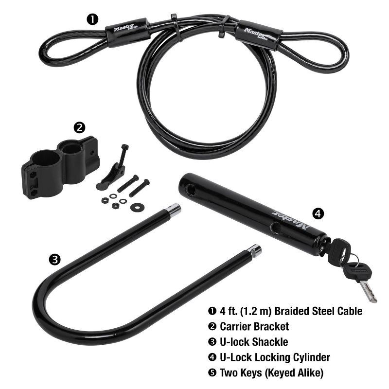 slide 3 of 7, Master Lock 7.25" U Lock with Looped End Cable, 1 ct