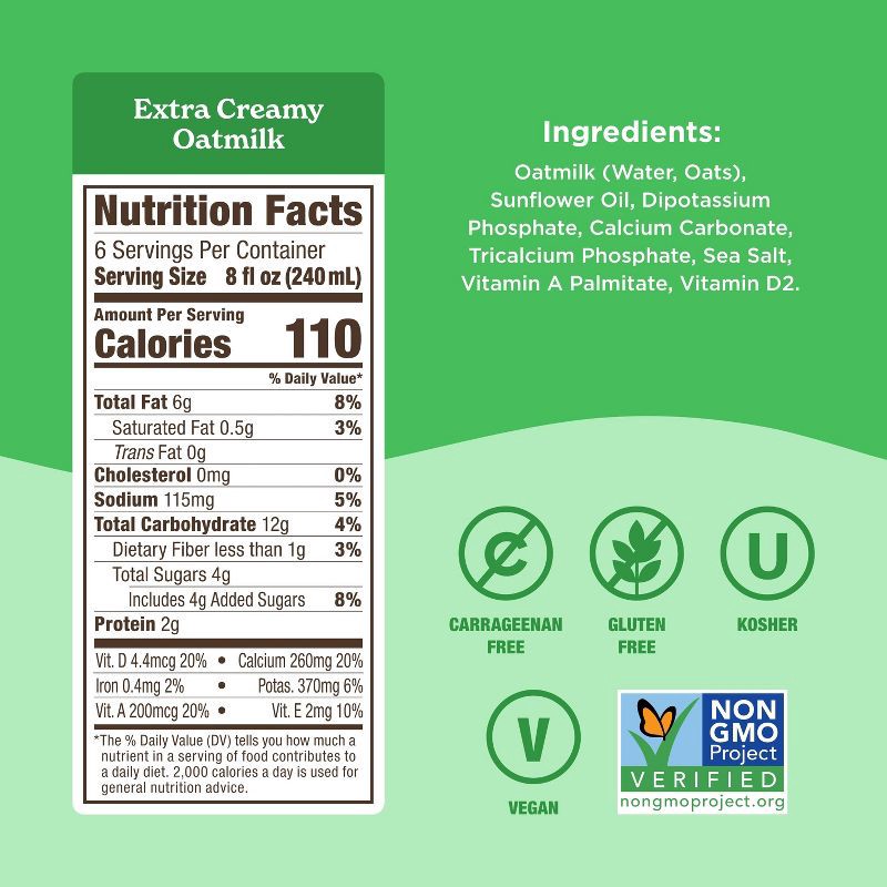 slide 6 of 9, Califia Farms Extra Creamy Oat Milk - 48 fl oz, 48 fl oz