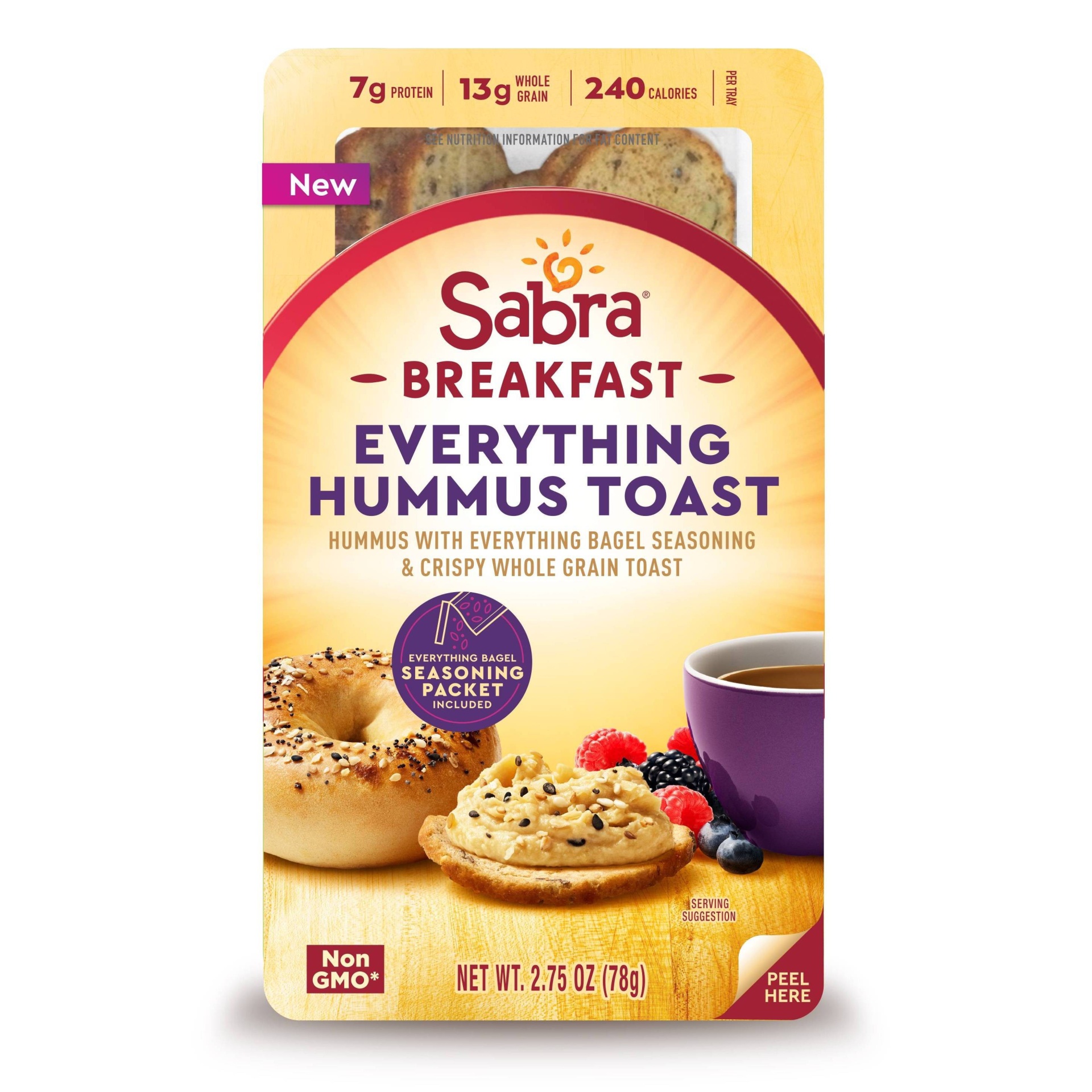 slide 1 of 3, Sabra Breakfast Everything Hummus Toast, 2.75 oz