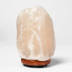 Glow Natural Salt Table Lamp White – Himalayan Glow: Modern Quartz, ETL Touch Dimmer, Neem Wood Base