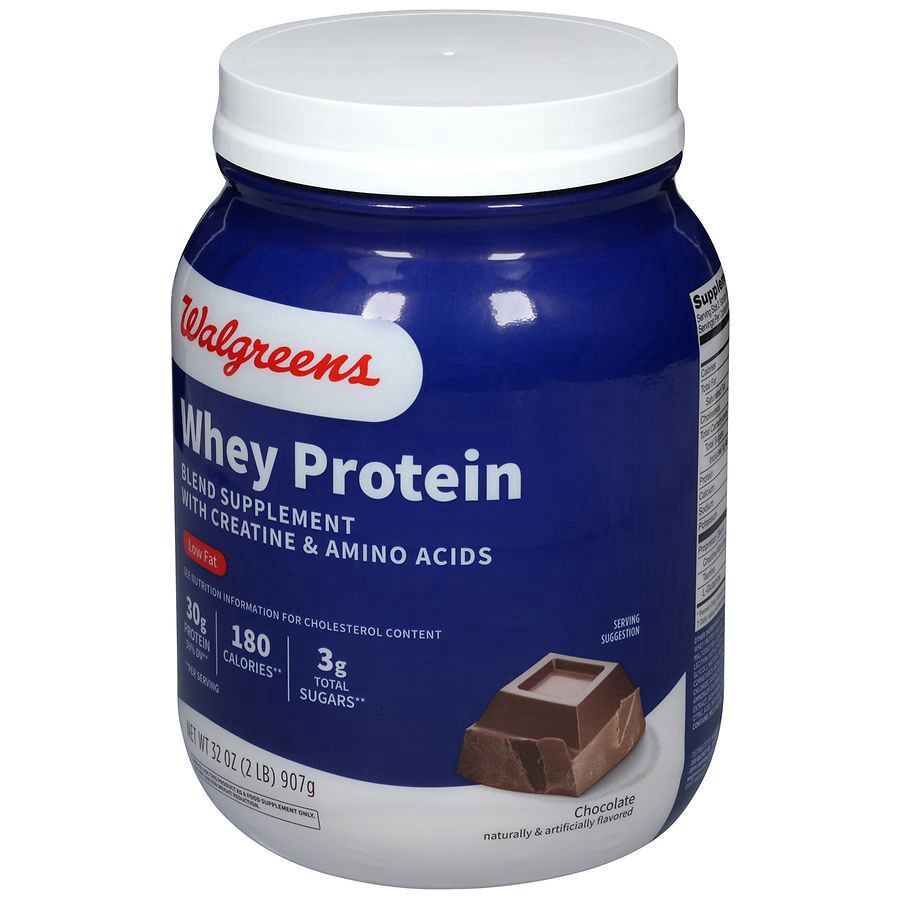 slide 4 of 5, Walgreens Whey Protein Powder, Chocolate, 32 oz