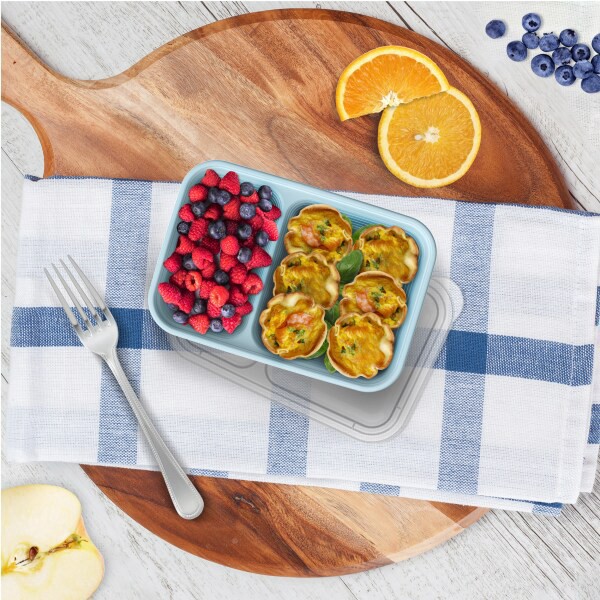 slide 13 of 29, Bentgo Prep - 2-Compartment Snack Containers with Custom-Fit Lids - Sky, 1 ct