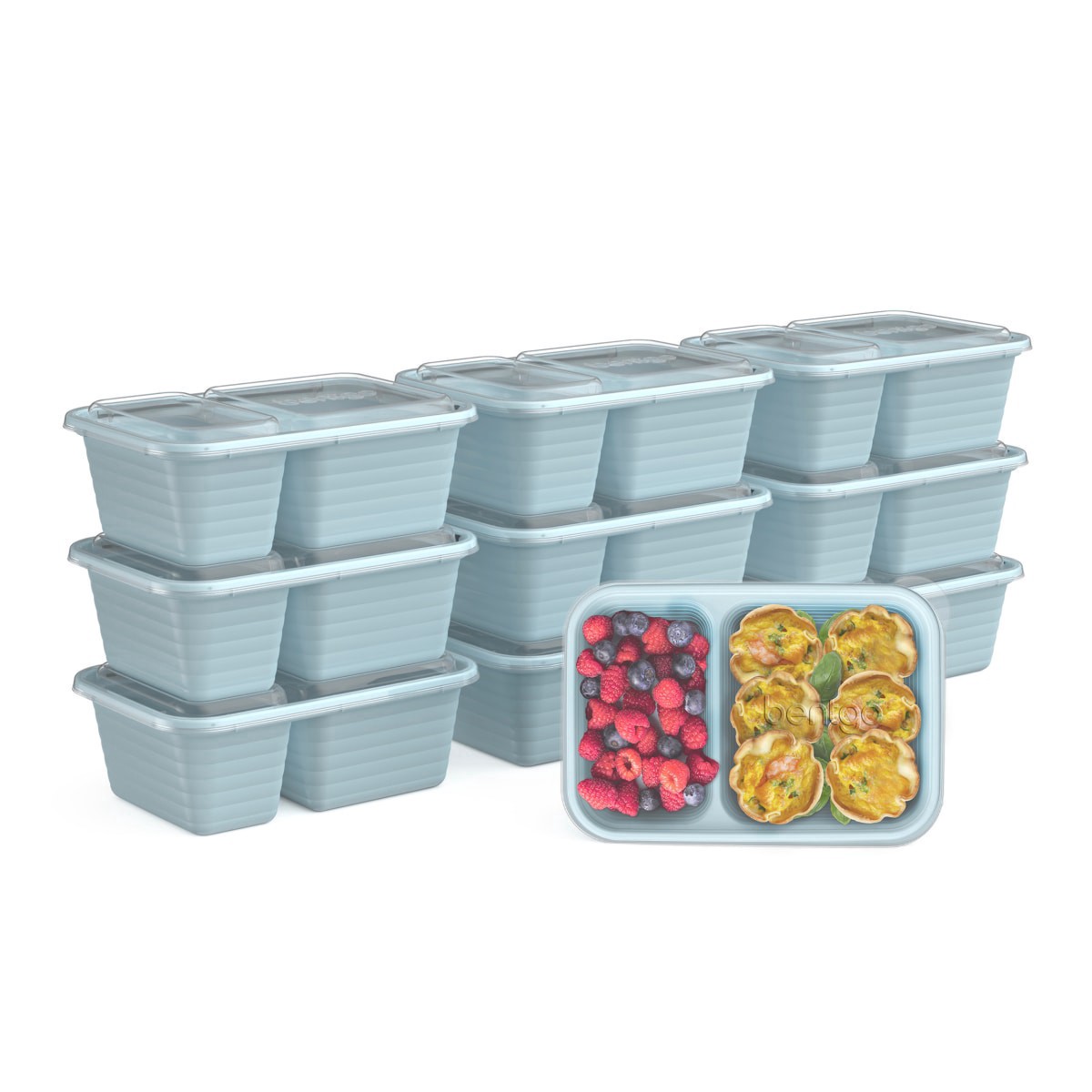 slide 1 of 29, Bentgo Prep - 2-Compartment Snack Containers with Custom-Fit Lids - Sky, 1 ct