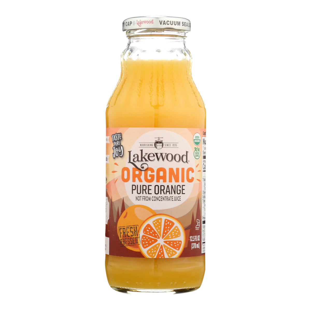 slide 1 of 5, Lakewood Organic Pure Fruit Juice No Sugar Added Orange, 12.5 fl oz