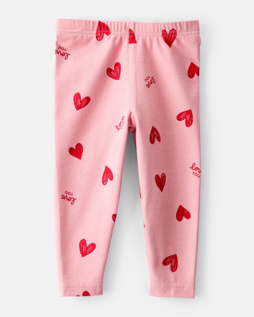 slide 2 of 3, Carters Baby Girl Heart Pull-On Stretch Leggings - Pink Pink 12M, 1 ct