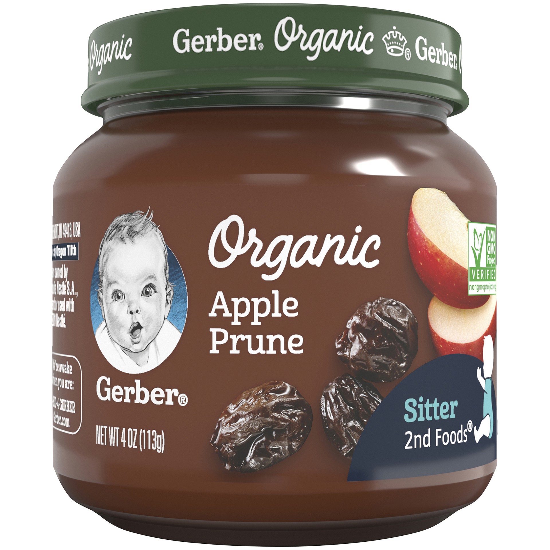 slide 1 of 5, Gerber 2nd Foods Organic Baby Food, Apple Prune, 4 oz Jar, 4 oz