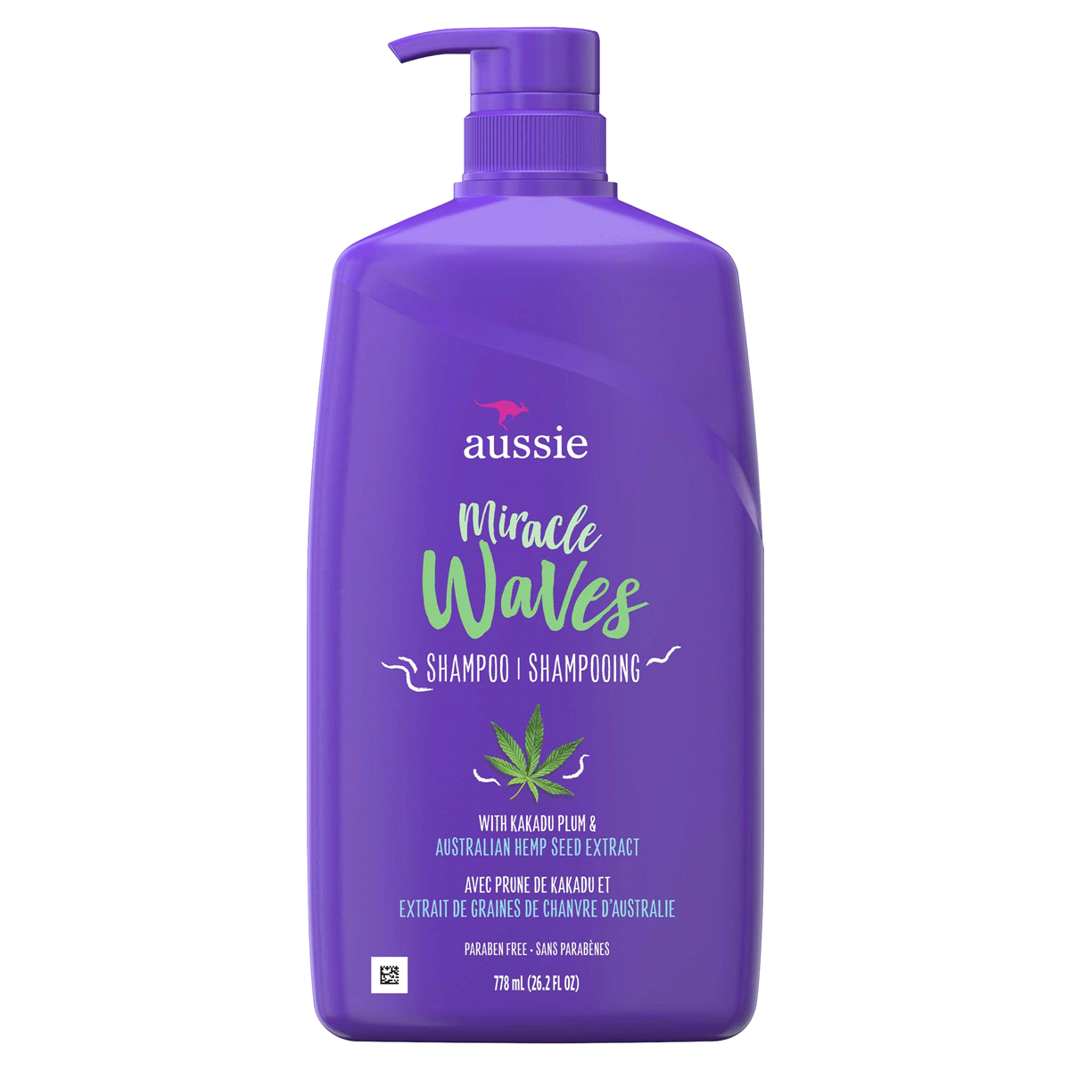 slide 1 of 1, Aussie Miracle Waves Anti-Frizz Hemp Paraben-Free Shampoo, 26.2 fl oz