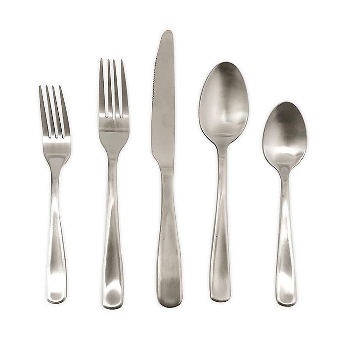 slide 1 of 1, Simply Essential Stainless Steel Polished Flatware Set, 20 ct