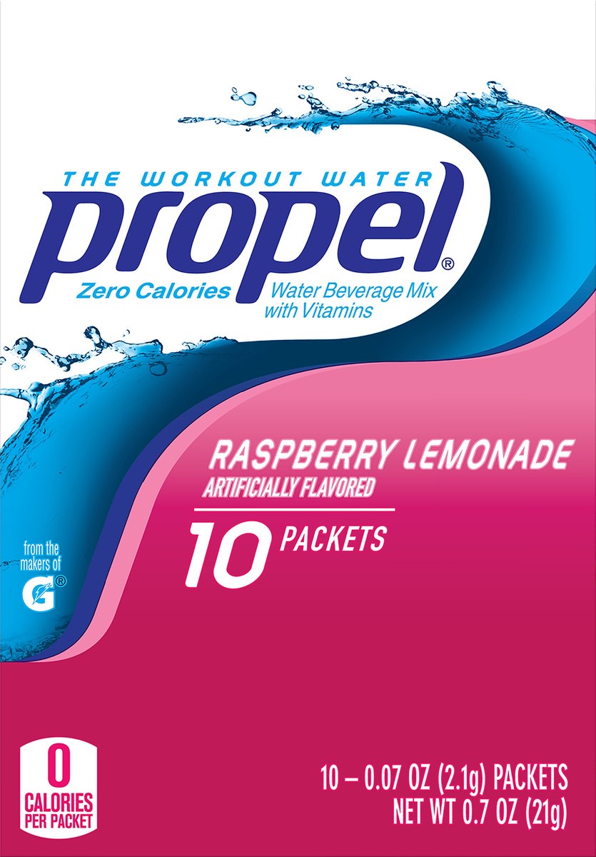 slide 2 of 6, Propel Zero Calories Raspberry Lemonade Water Beverage Mix - 10 ct, 10 ct