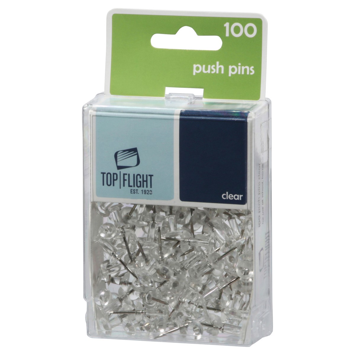 slide 3 of 11, Top Flight Clear Push Pins 100 ea, 100 ct