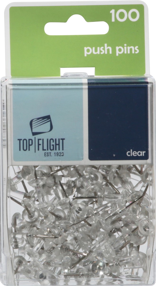 slide 8 of 11, Top Flight Clear Push Pins 100 ea, 100 ct