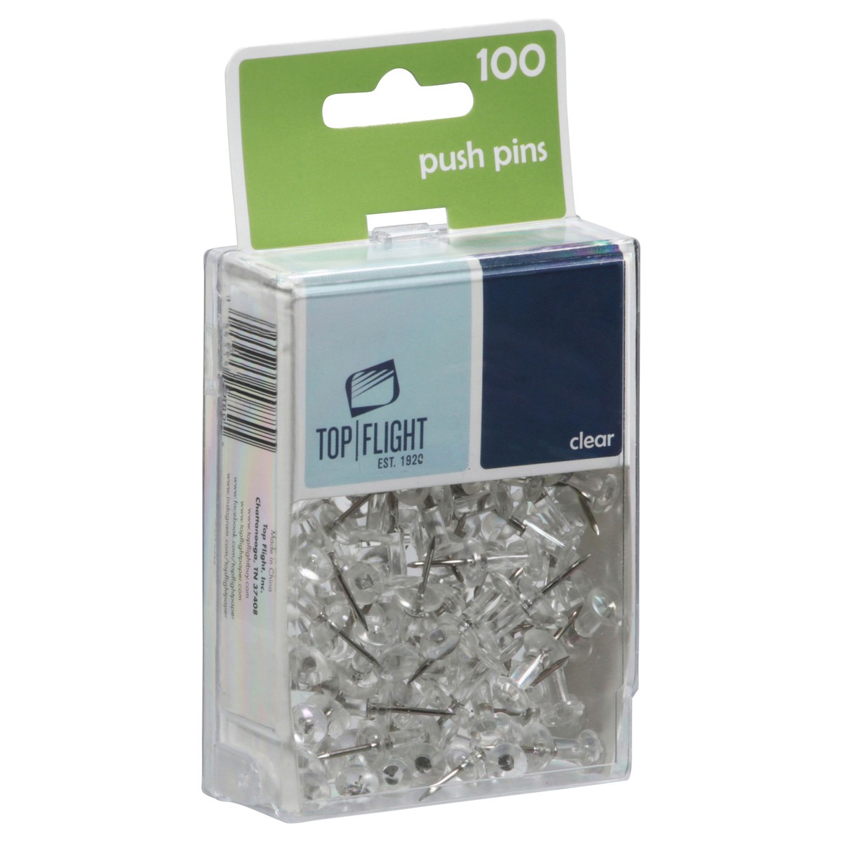 slide 11 of 11, Top Flight Clear Push Pins 100 ea, 100 ct
