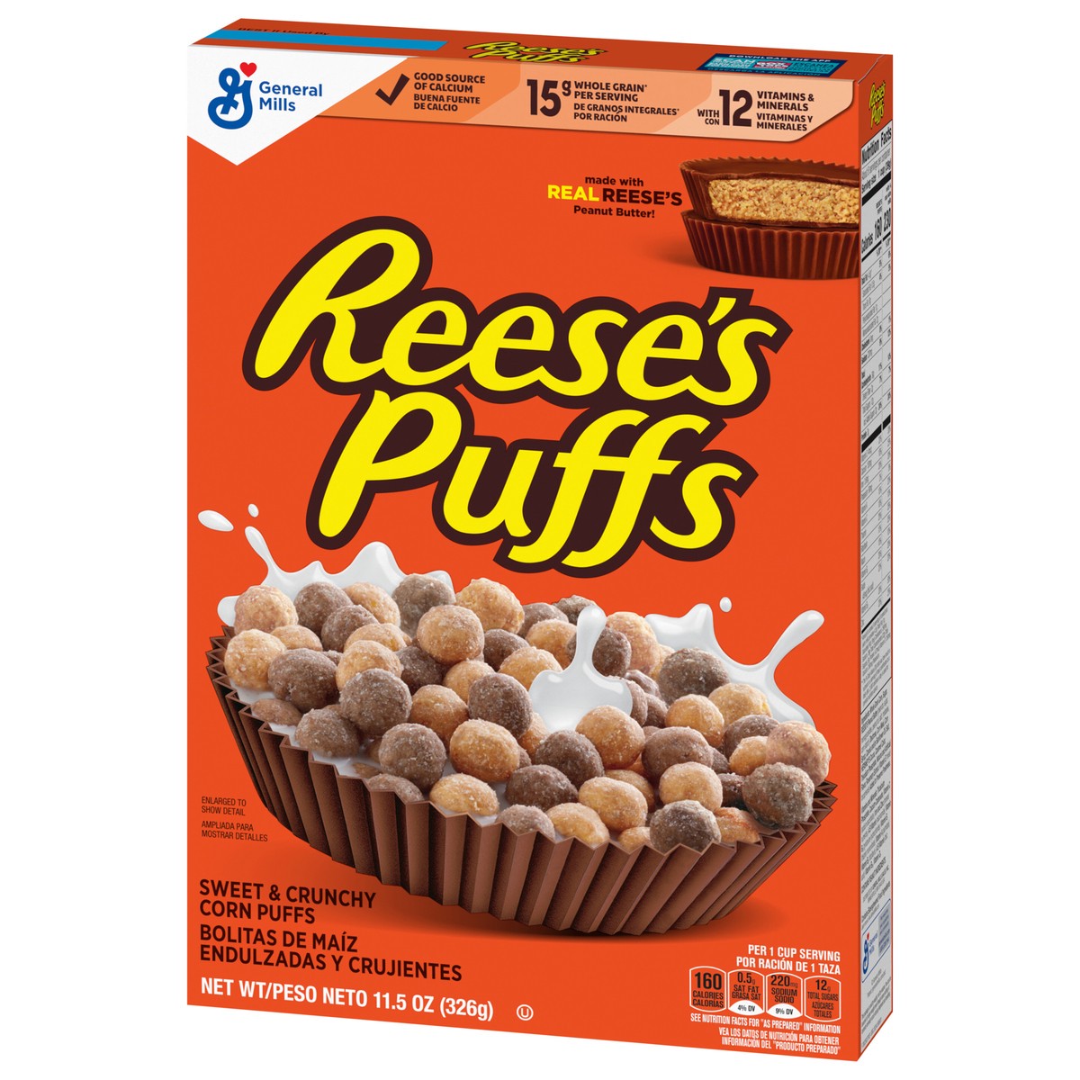 slide 13 of 13, Reese's Puffs, Chocolatey Peanut Butter Cereal, 11.5 OZ Box, 11.5 oz