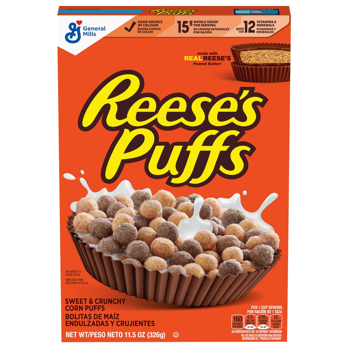 slide 1 of 13, Reese's Puffs, Chocolatey Peanut Butter Cereal, 11.5 OZ Box, 11.5 oz