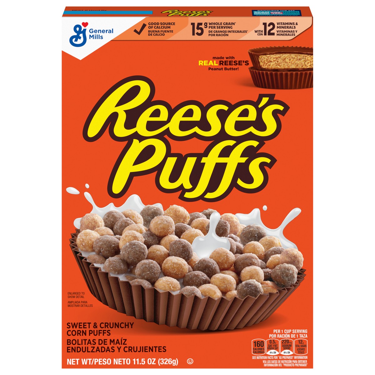 slide 2 of 13, Reese's Puffs, Chocolatey Peanut Butter Cereal, 11.5 OZ Box, 11.5 oz