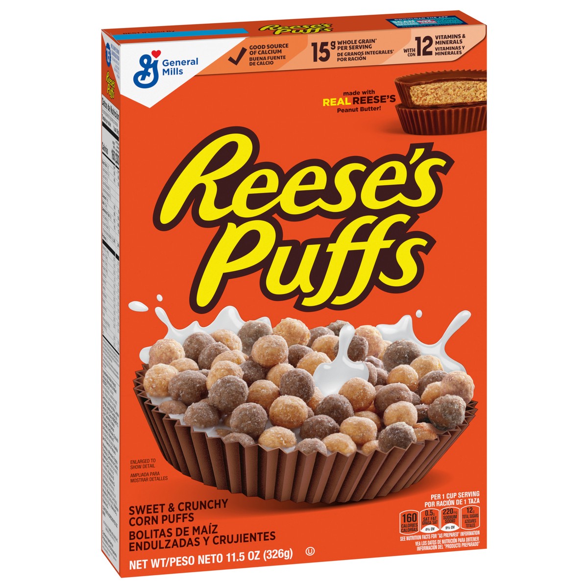 slide 12 of 13, Reese's Puffs, Chocolatey Peanut Butter Cereal, 11.5 OZ Box, 11.5 oz