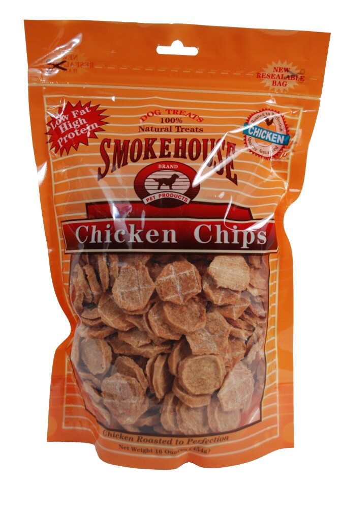 slide 1 of 3, Smokehouse Chicken Chips Dog Treats, 8 oz