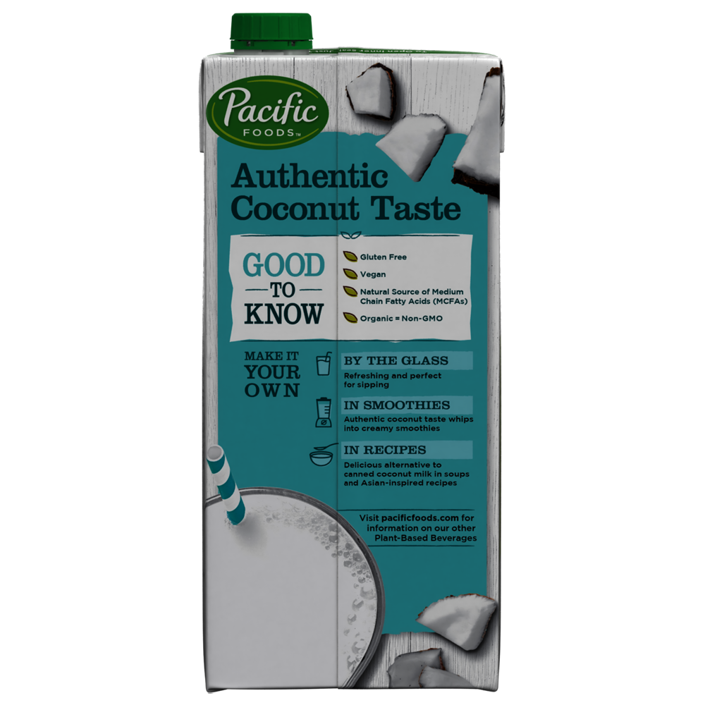 slide 3 of 5, Pacific Foods Organic Unsweetened Coconut Milk, Plant Based Milk, 32 oz Carton, 32 oz