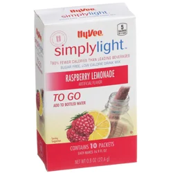 Hy-vee Simplylight, Raspberry Lemonade Sugar Free, Low Calorie Drink Mix To Go - 10 ct; 0.08 oz