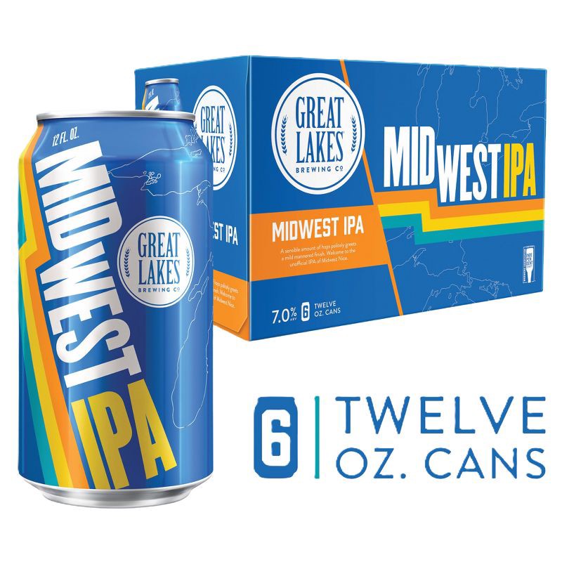 slide 1 of 1, Great Lakes Brewing Co. Great Lakes American IPA Beer - 6pk/12 fl oz Cans, 6 ct; 12 fl oz