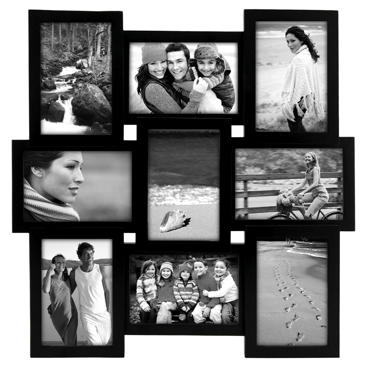 slide 1 of 1, Malden Home Profiles Crossroads 9 Openings 4" x 6" Puzzle Wall Collage, 4 in x 6 in