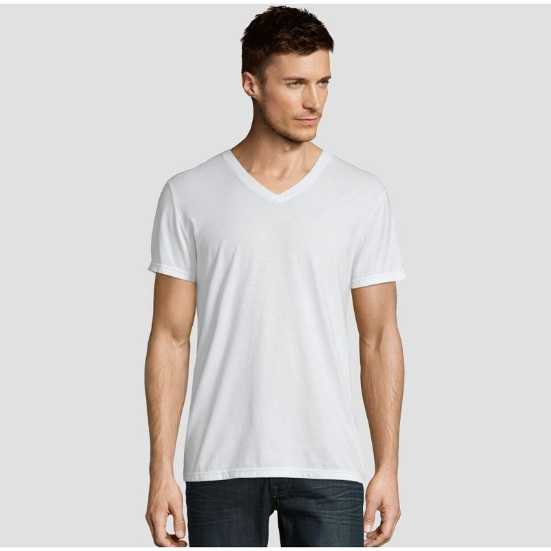 slide 1 of 1, Hanes Premium Men's Short Sleeve Black Label V-Neck T-Shirt - White XL, 1 ct