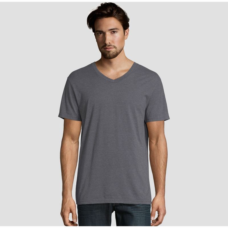 slide 1 of 1, Hanes Premium Men's Short Sleeve Black Label V-Neck T-Shirt - Charcoal Heather XL, 1 ct