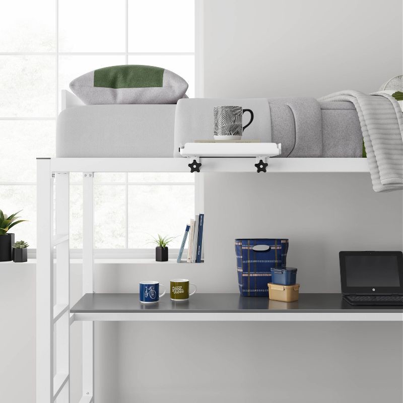 slide 2 of 2, Fold Down Dorm Loft Tray Nightstand White - Room Essentials™: Sturdy Steel, Multipurpose, No Assembly Required, 1 ct