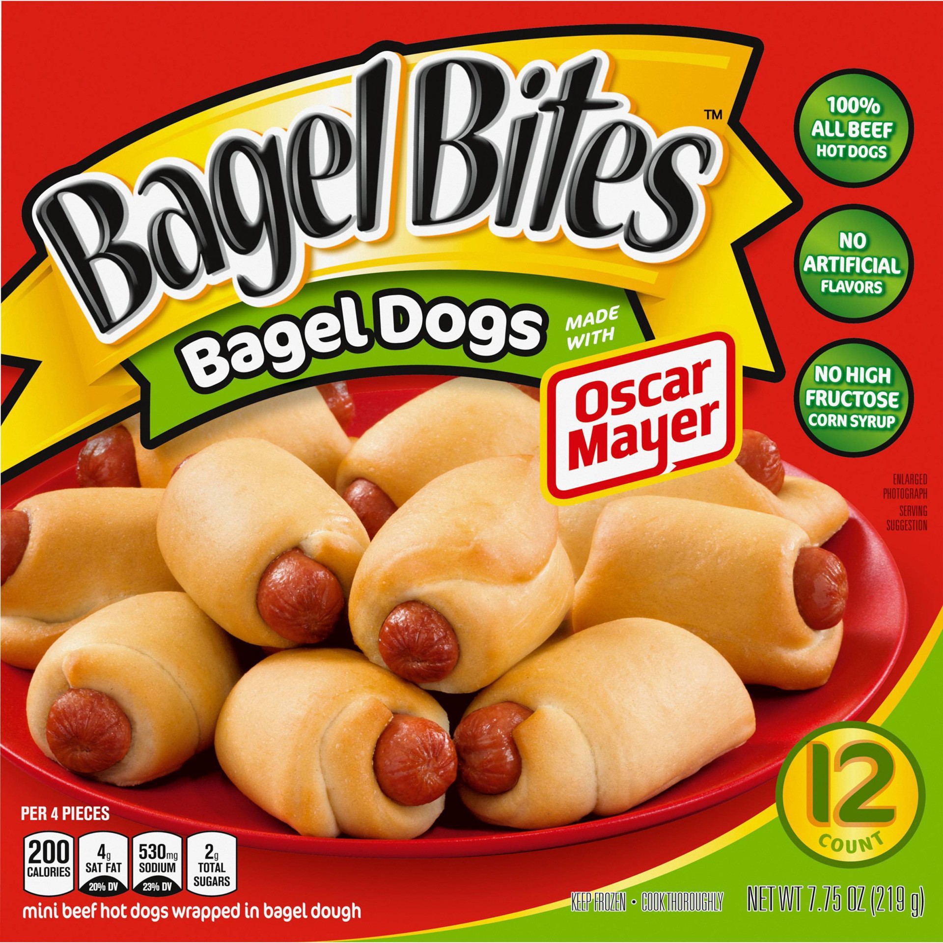 slide 8 of 9, Bagel Bites Bagel Dogs with Oscar Mayer Frozen Snacks, 12 ct Box, 