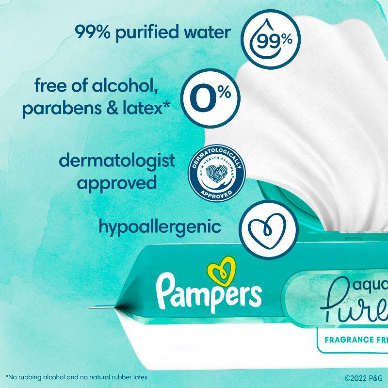 slide 3 of 12, Pampers Aqua Pure Sensitive Baby Wipes - 560ct, 560 ct