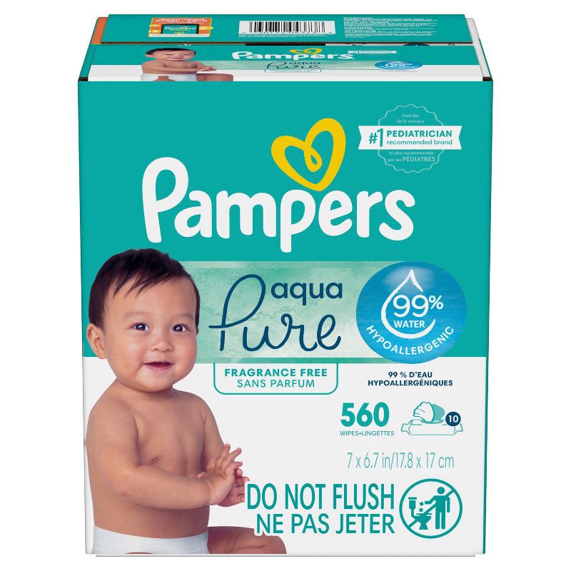 slide 4 of 12, Pampers Aqua Pure Sensitive Baby Wipes - 560ct, 560 ct