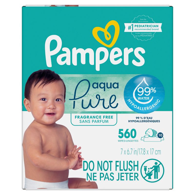 slide 2 of 12, Pampers Aqua Pure Sensitive Baby Wipes - 560ct, 560 ct