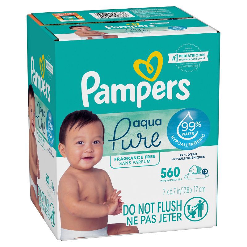 slide 7 of 12, Pampers Aqua Pure Sensitive Baby Wipes - 560ct, 560 ct