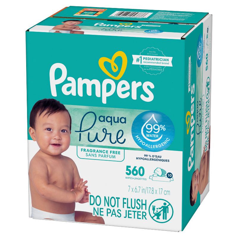 slide 5 of 12, Pampers Aqua Pure Sensitive Baby Wipes - 560ct, 560 ct